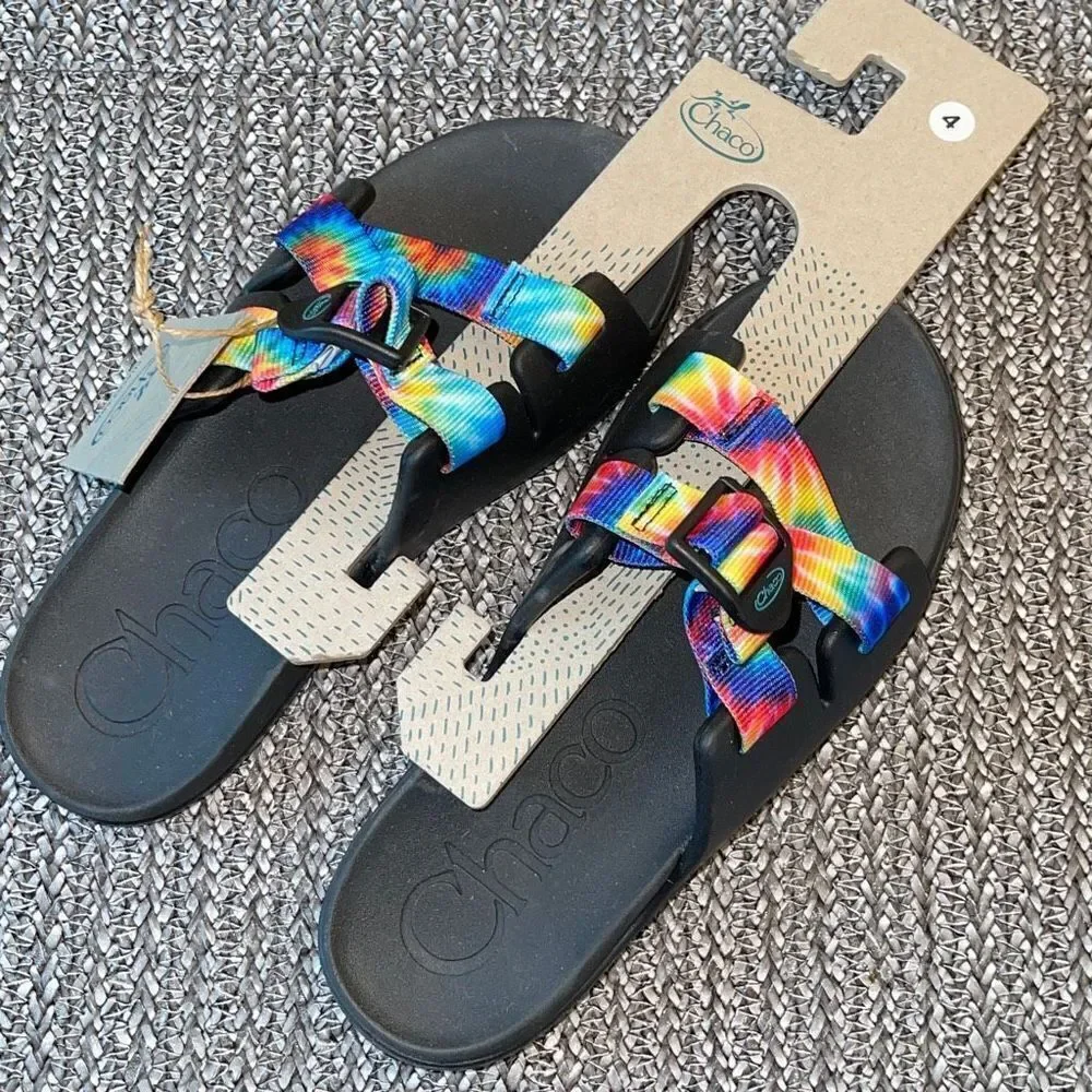 Chaco Kids' Chillos‎ Tie-Dye Slides (Youth) Black  Size 4 New